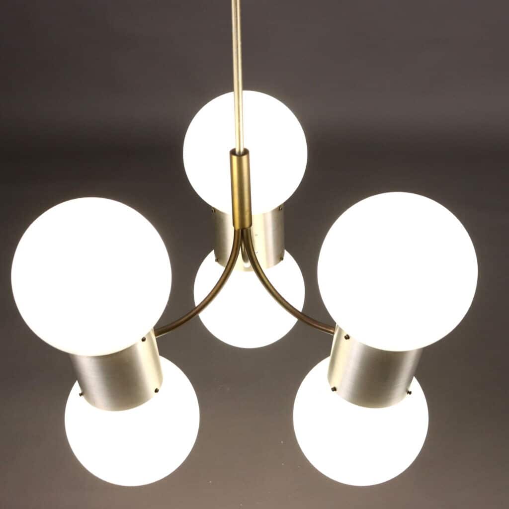 Lampada a Sospensione Anni '70 con Sfere in Vetro