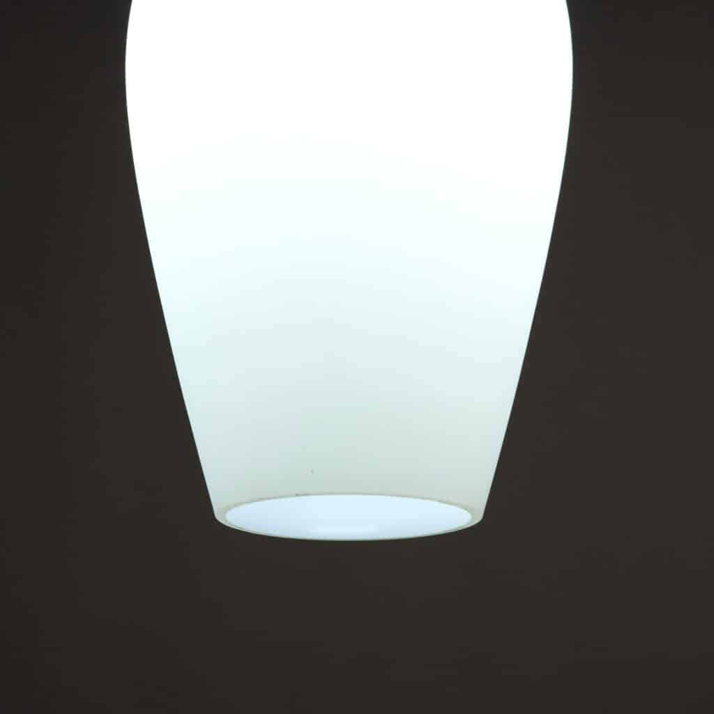Lampada a Sospensione Anni '60 in Teak e Vetro Opalino