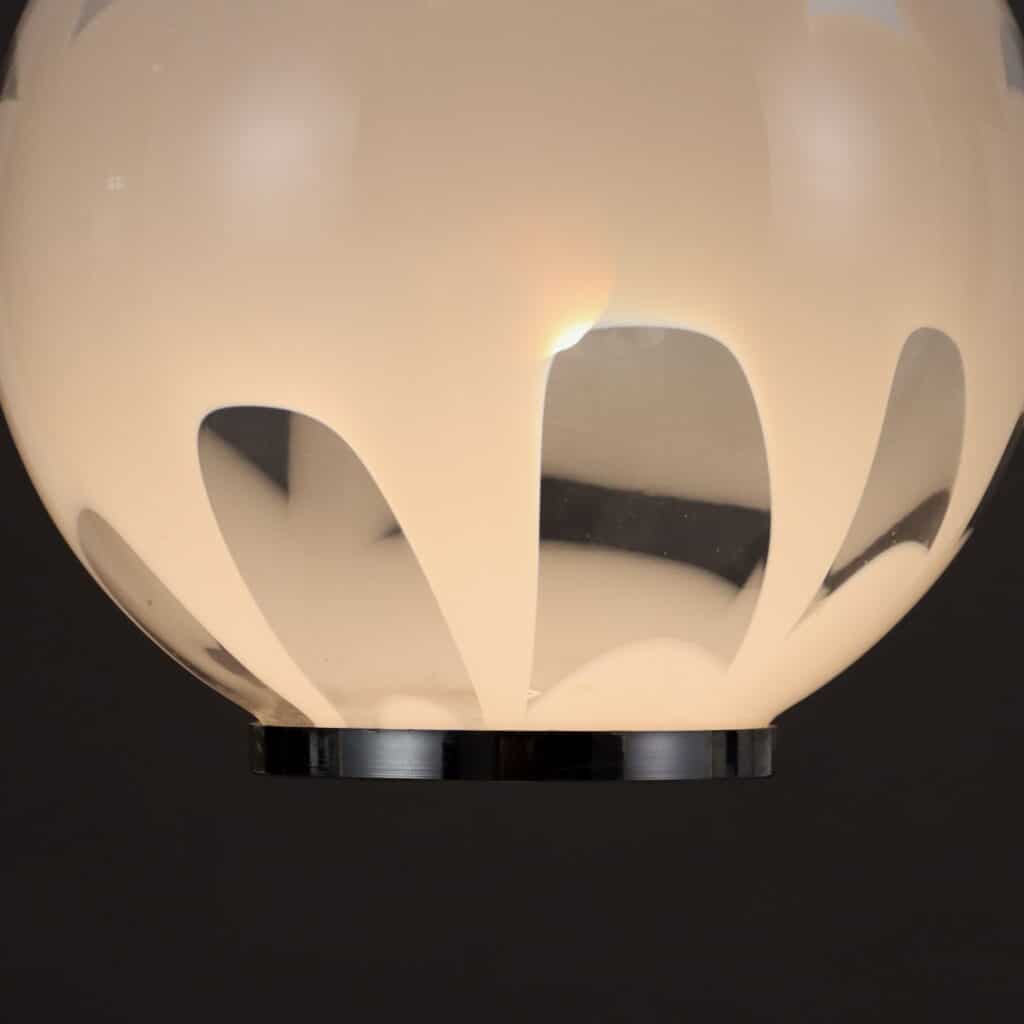 Lampada space age in vetro soffiato e metallo