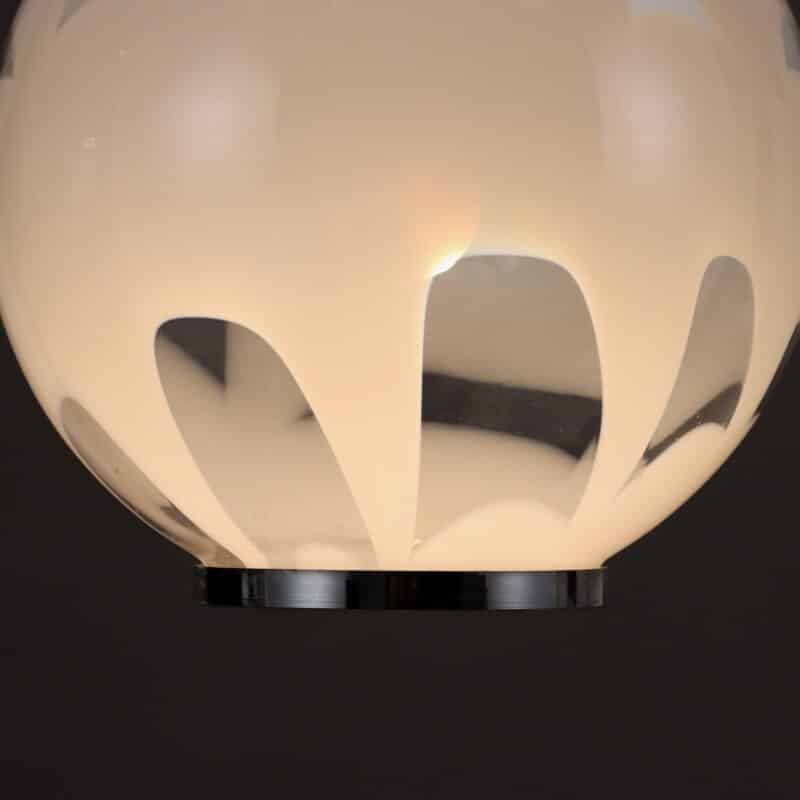 Lampada space age in vetro soffiato e metallo