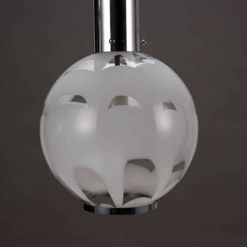 Lampada space age in vetro soffiato e metallo