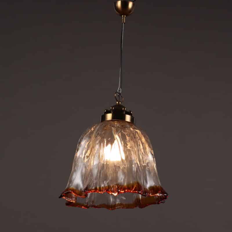 Lampada a soffitto vintage in vetro anni '80