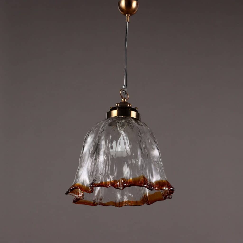 Lampada a soffitto vintage in vetro anni '80
