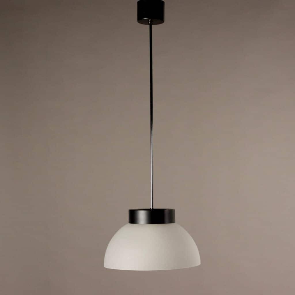 Lampada a sospensione Anni ’70 in vetro e alluminio