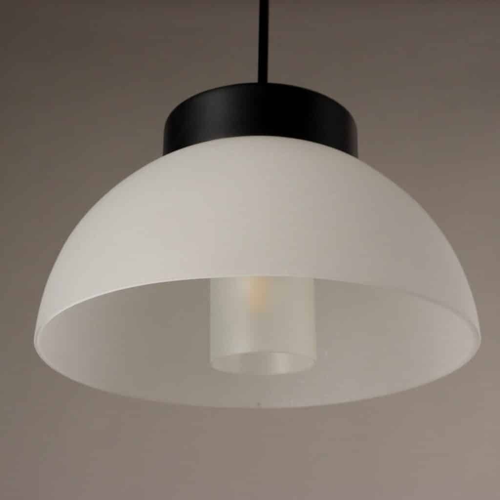 Lampada a sospensione Anni ’70 in vetro e alluminio