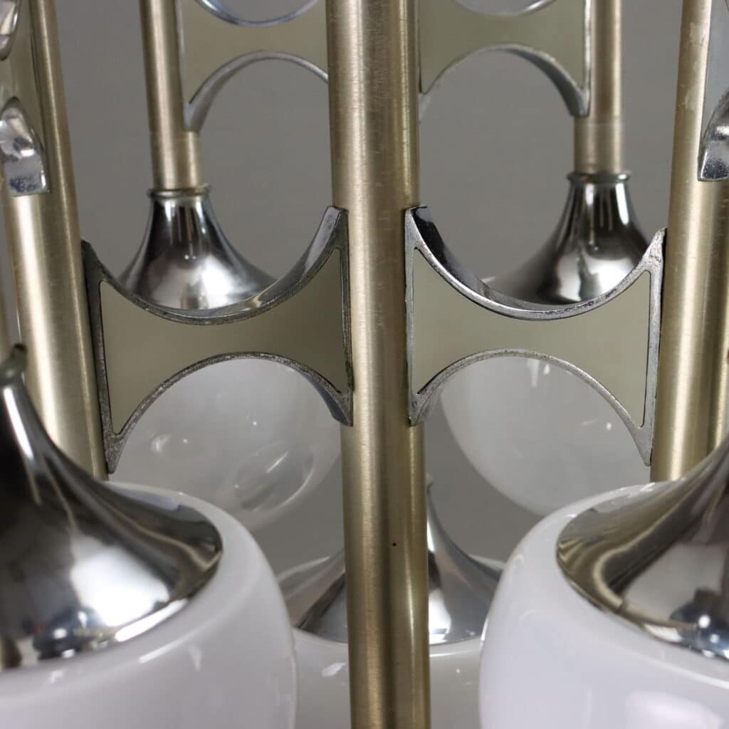 Lampada a nove luci Anni '60-'70 stile Gaetano Sciolari