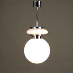 Lampadario in Vetro Bianco Anni 70