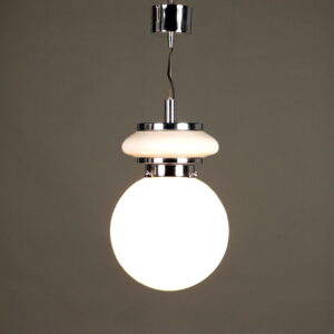 Lampadario in Vetro Bianco Anni 70