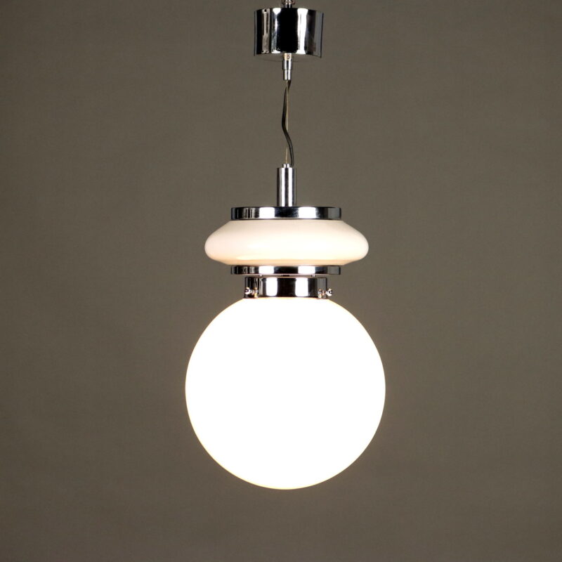 Lampadario in Vetro Bianco Anni 70