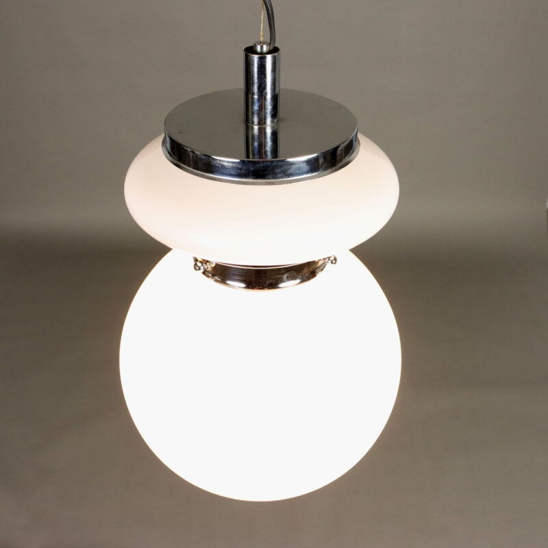 Lampadario in Vetro Bianco Anni 70