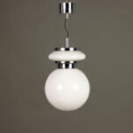 Lampadario in Vetro Bianco Anni 70
