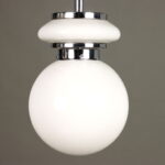 Lampadario in Vetro Bianco Anni 70