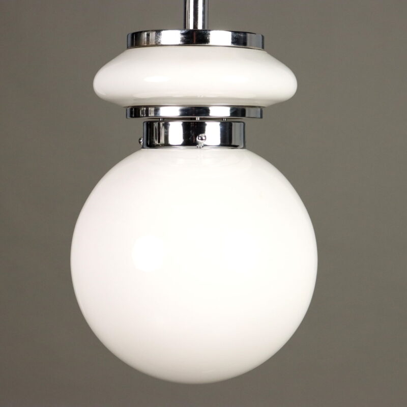 Lampadario in Vetro Bianco Anni 70