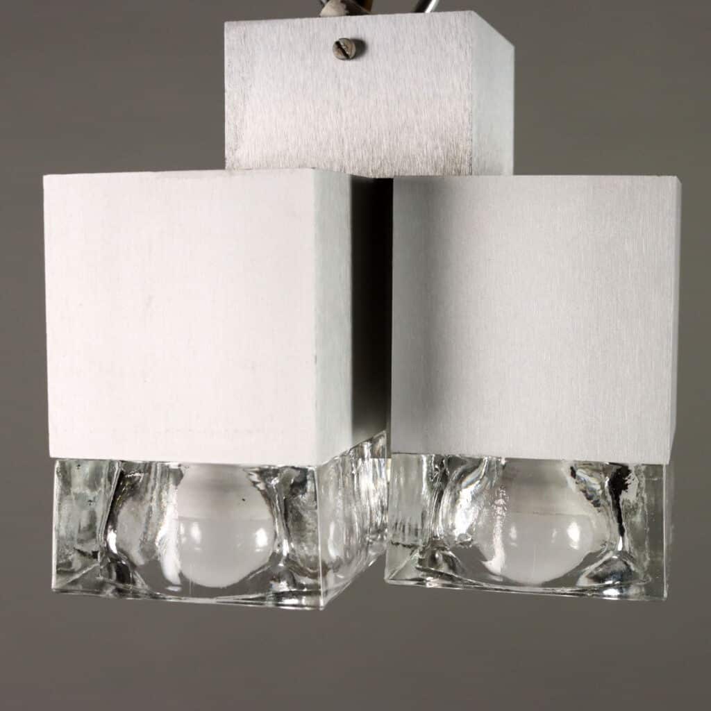 Lampadario Anni '70 in vetro e alluminio cromato