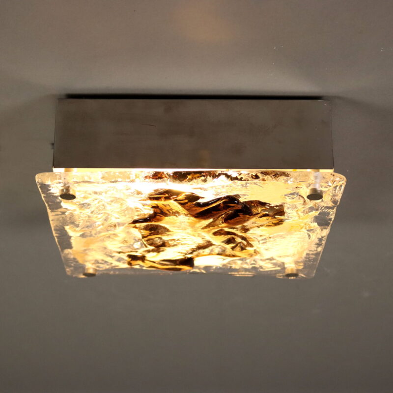 Lampada a Soffitto in Vetro Soffiato Anni 70