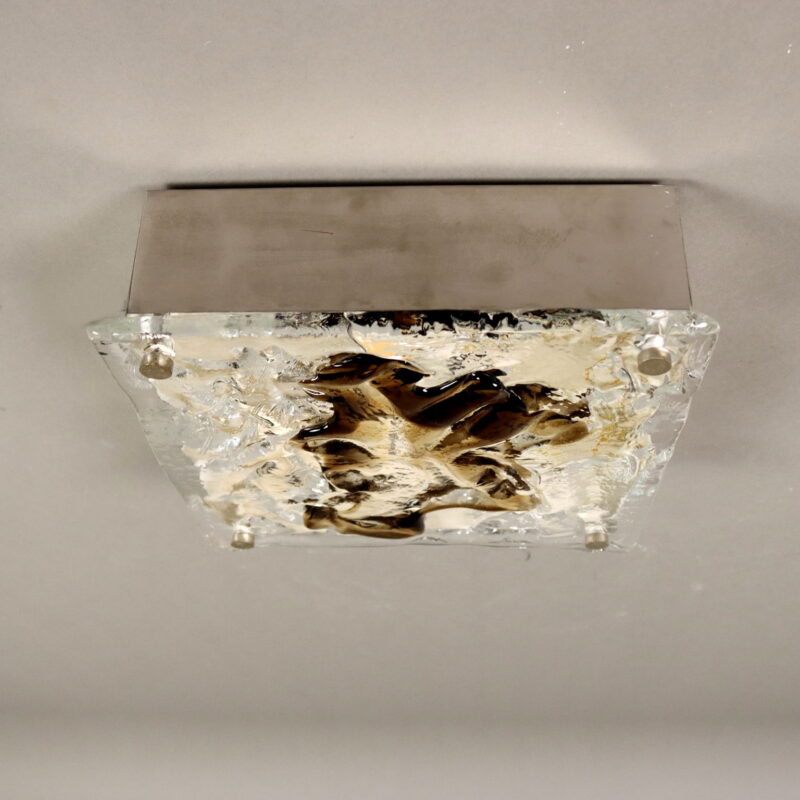 Lampada a Soffitto in Vetro Soffiato Anni 70