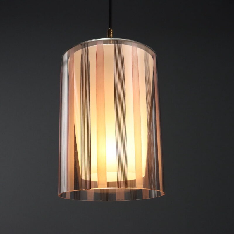 Lampada in Vetro Rosa e Nero