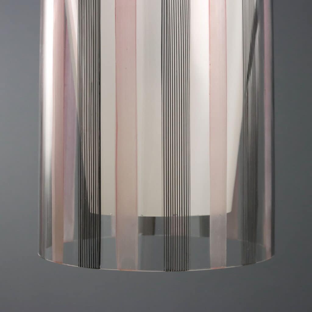 Lampada a soffitto vintage Anni '70 in vetro rosa e nero