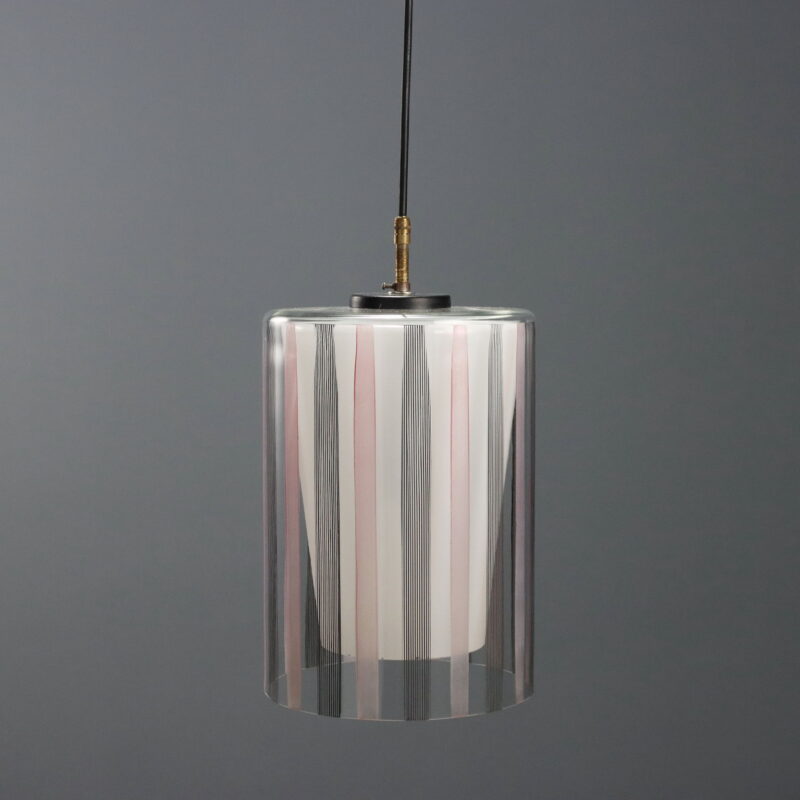 Lampada in Vetro Rosa e Nero