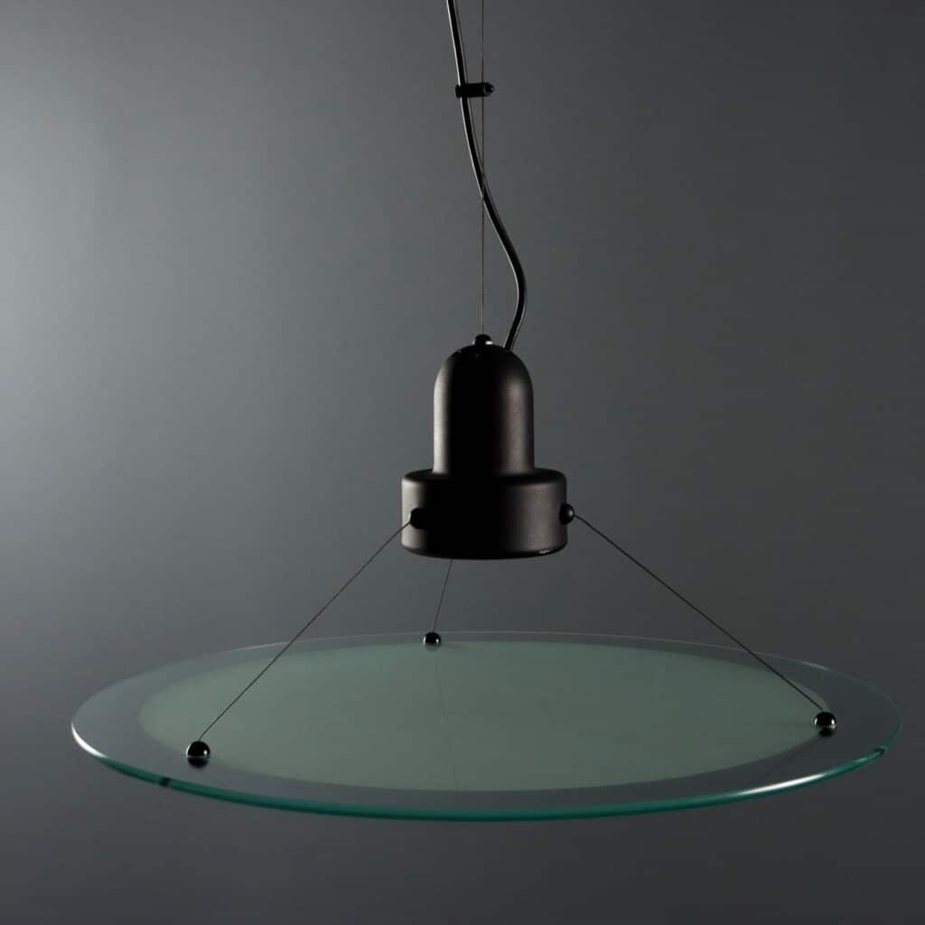 Lampada a Soffitto Vintage Anni '80 '90 in Metallo e Vetro