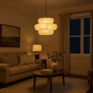Lampada Anni 50-60 con struttura in metallo e vetro lavorato
