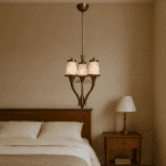 Lampada a sospensione anni '40 in ottone e vetro